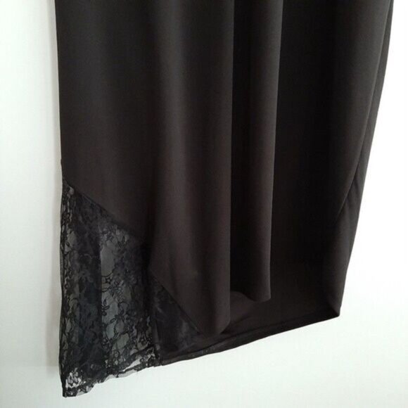 ASOS Asymmetric Maxi Dress Lace Panels Black Sz 22 - Picture 12 of 15